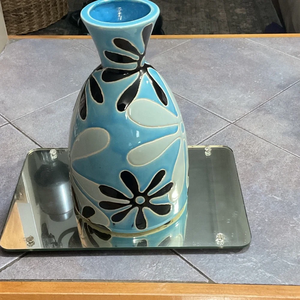 Blue Floral Ceramic Vase